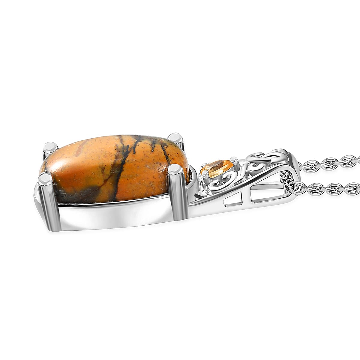 Cherry Creek and Brazilian Citrine 12.80 ctw Pendant in Platinum Bond with Stainless Steel Necklace 20 Inches image number 3