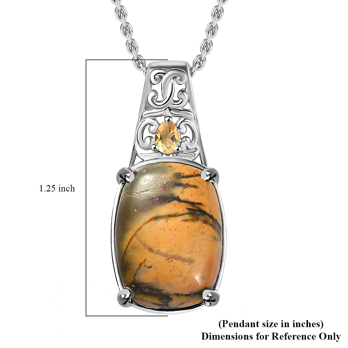 Cherry Creek and Brazilian Citrine 12.80 ctw Pendant in Platinum Bond with Stainless Steel Necklace 20 Inches image number 6