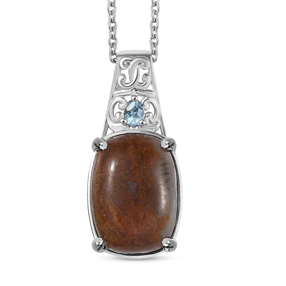 Aqua Nueva Moss and Sky Blue Topaz 14.65 ctw Pendant in Platinum Bond with Stainless Steel Necklace 20 Inches image number 0