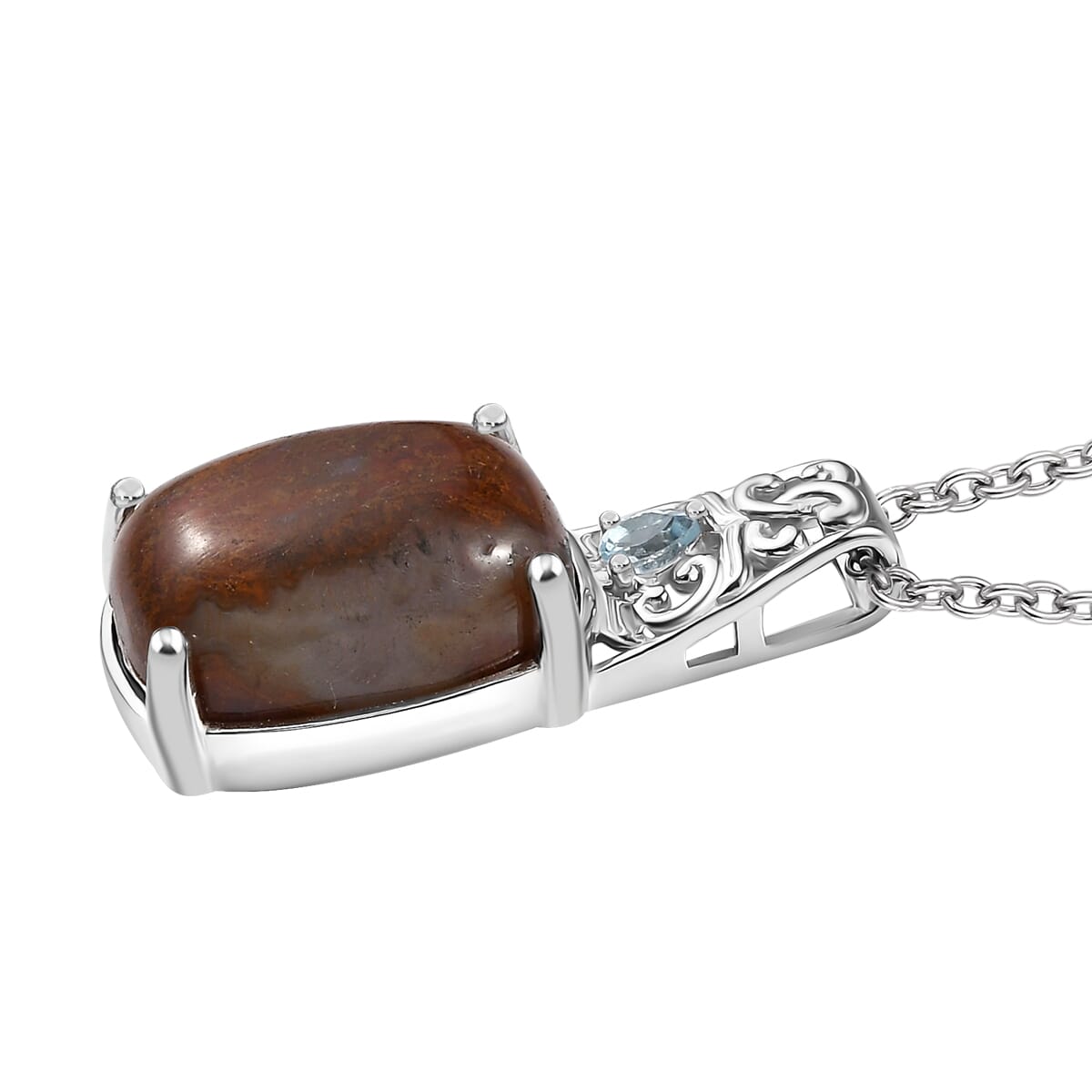 Aqua Nueva Moss and Sky Blue Topaz 14.65 ctw Pendant in Platinum Bond with Stainless Steel Necklace 20 Inches image number 3