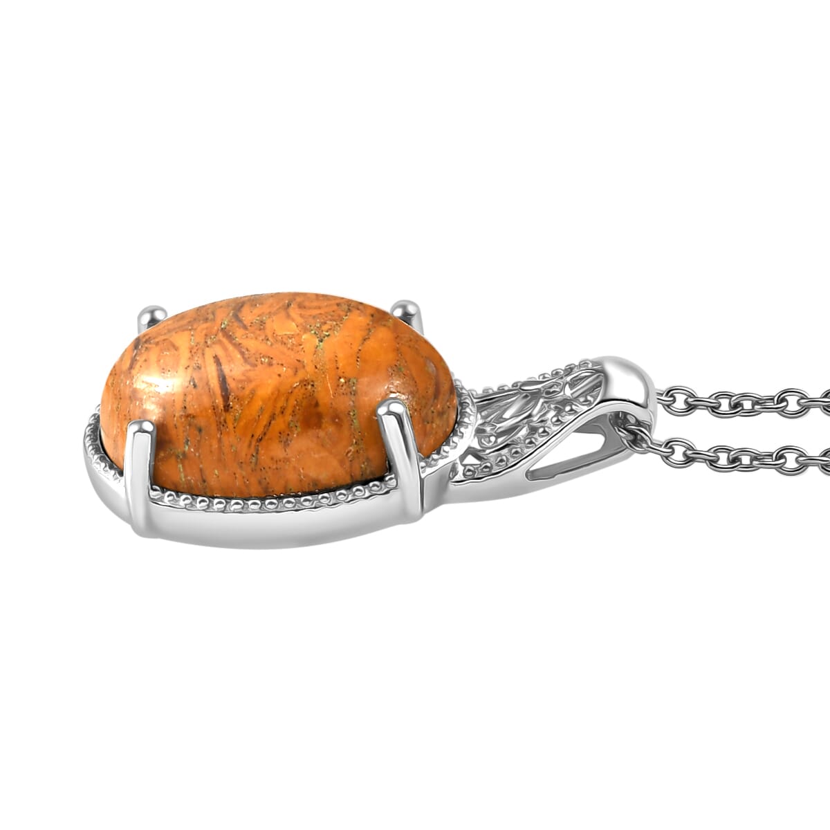 Karis Script Stone 12.65 ctw Pendant Platinum with Stainless Steel Necklace 20 Inches image number 3