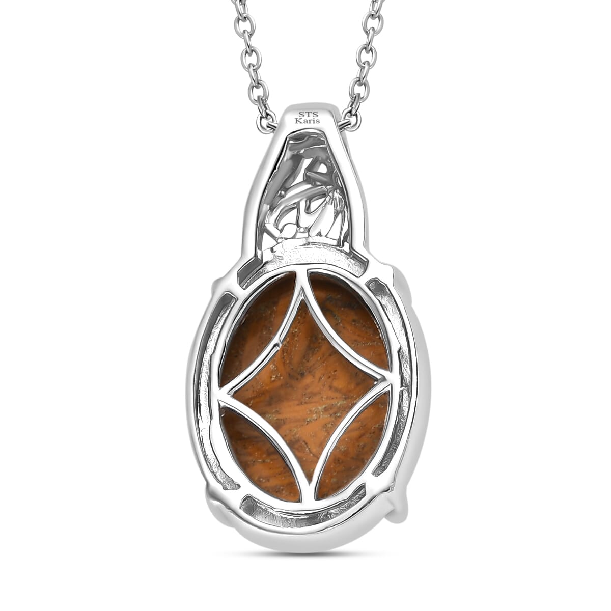 Karis Script Stone 12.65 ctw Pendant Platinum with Stainless Steel Necklace 20 Inches image number 4