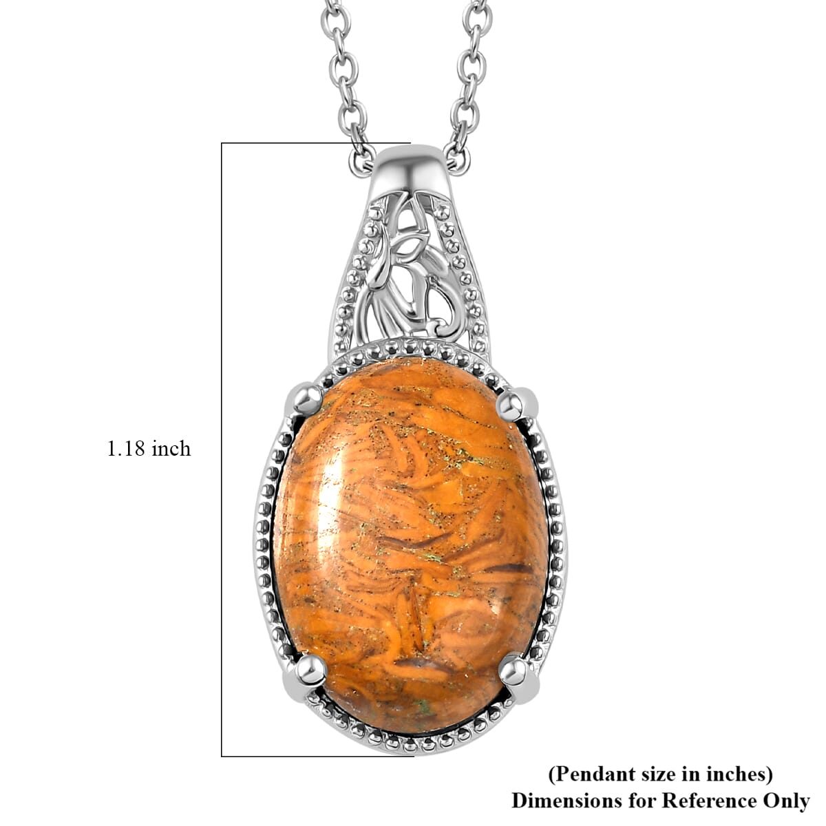 Karis Script Stone 12.65 ctw Pendant Platinum with Stainless Steel Necklace 20 Inches image number 5