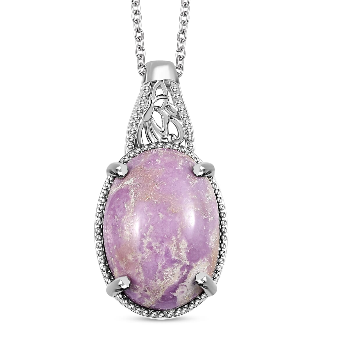 Karis Phosphosiderite 7.90 ctw Pendant in Platinum Bond with Stainless Steel Necklace 20 Inches image number 0