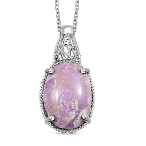 Karis Phosphosiderite 7.90 ctw Pendant in Platinum Bond with Stainless Steel Necklace 20 Inches