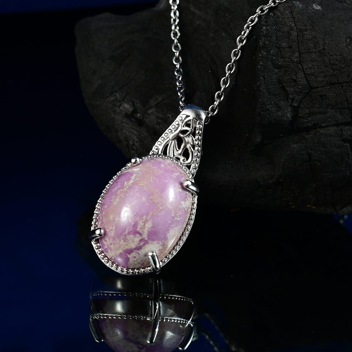Karis Phosphosiderite 7.90 ctw Pendant in Platinum Bond with Stainless Steel Necklace 20 Inches image number 1