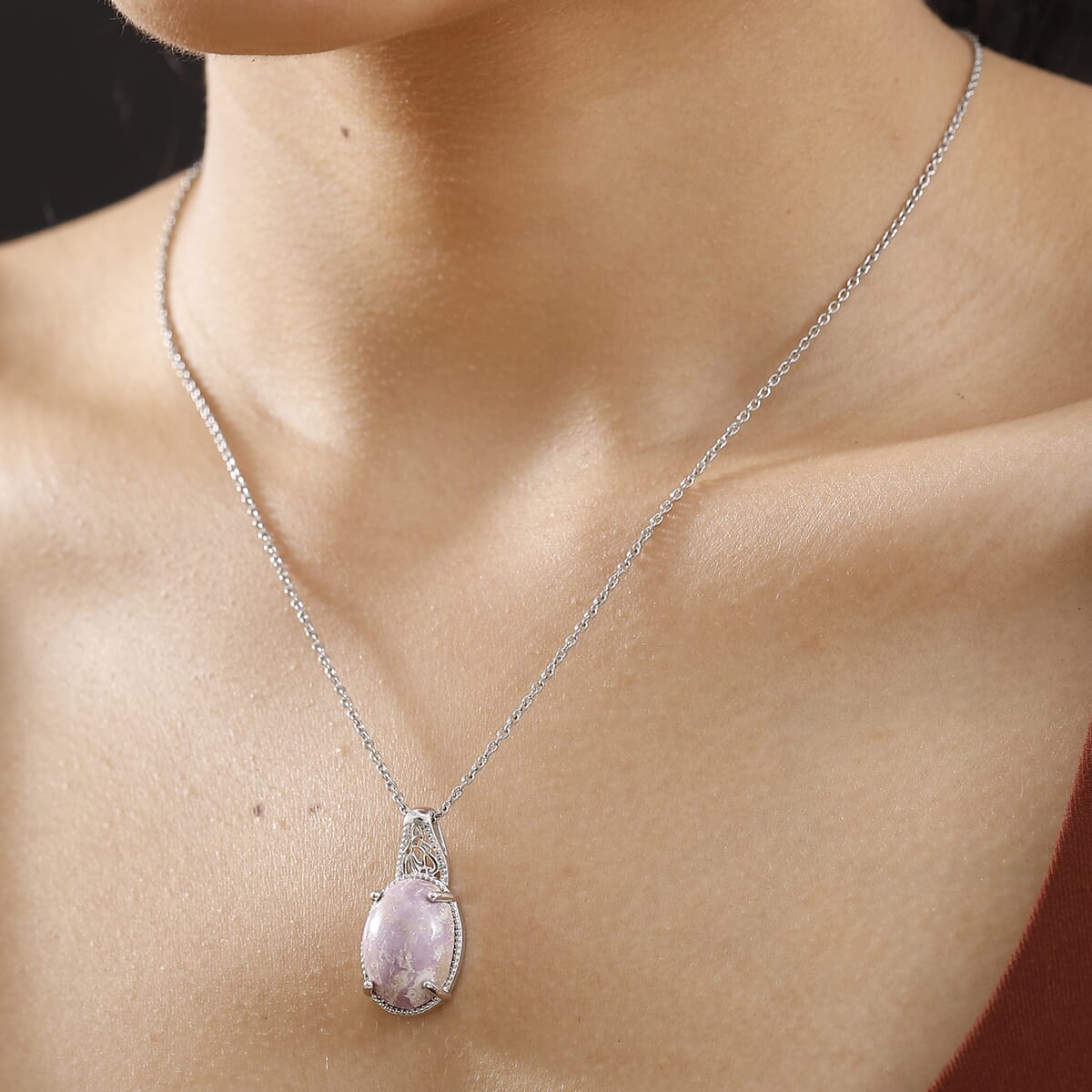 Karis Phosphosiderite 7.90 ctw Pendant in Platinum Bond with Stainless Steel Necklace 20 Inches image number 2
