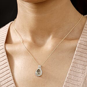 Luxoro AAA Turkizite, Natural Yellow and White Diamond 2.75 ctw Double Halo Pendant Necklace in 10K Yellow Gold 20 Inches