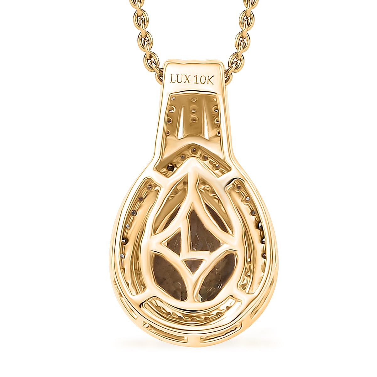 Luxoro AAA Turkizite, Natural Yellow and White Diamond 2.75 ctw Double Halo Pendant Necklace in 10K Yellow Gold 20 Inches