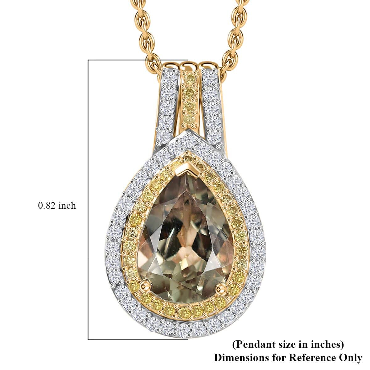 Luxoro AAA Turkizite, Natural Yellow and White Diamond 2.75 ctw Double Halo Pendant Necklace in 10K Yellow Gold 20 Inches image number 6