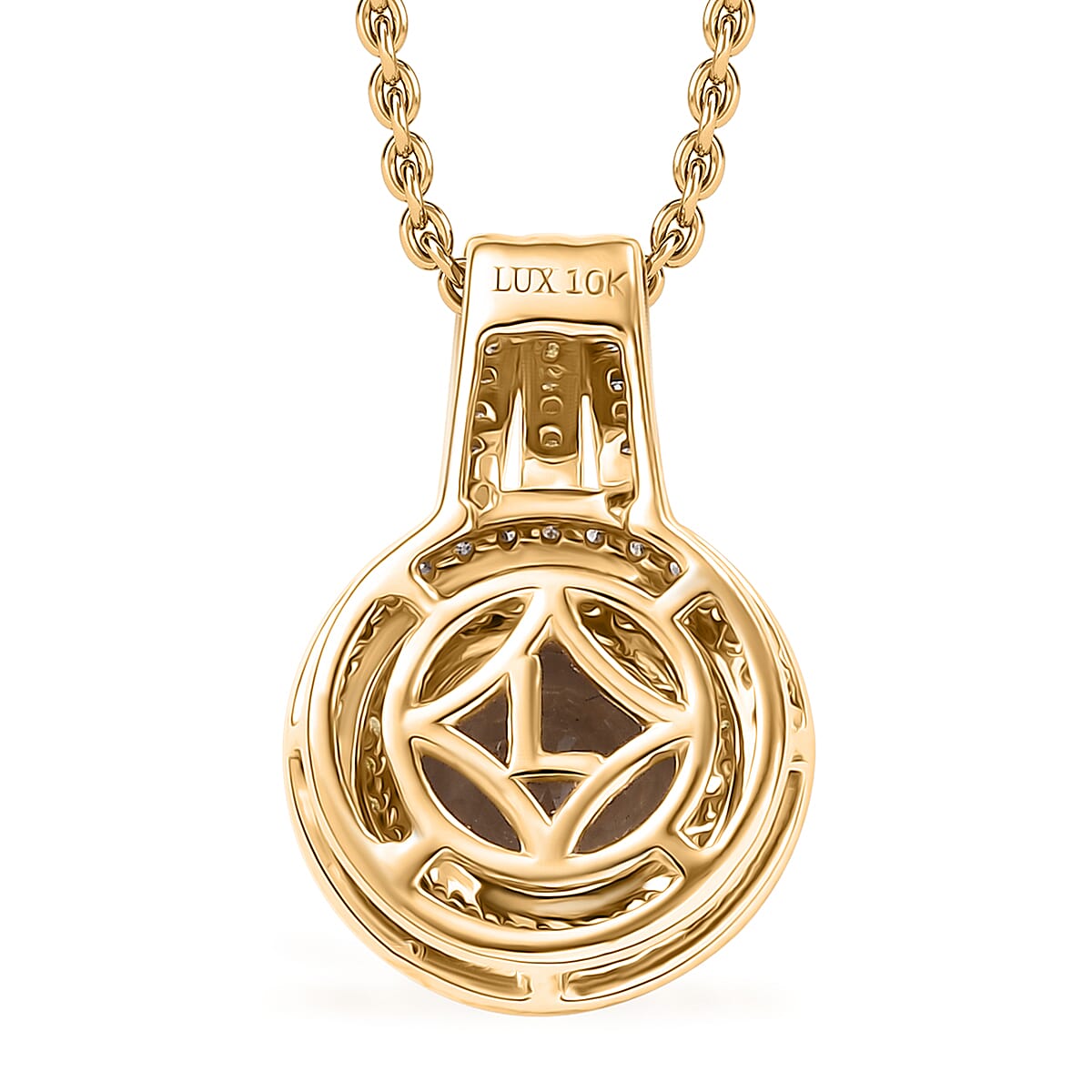 Luxoro AAA Turkizite, Natural Yellow and White Diamond 2.90 ctw Double Halo Pendant Necklace in 10K Yellow Gold 20 Inches