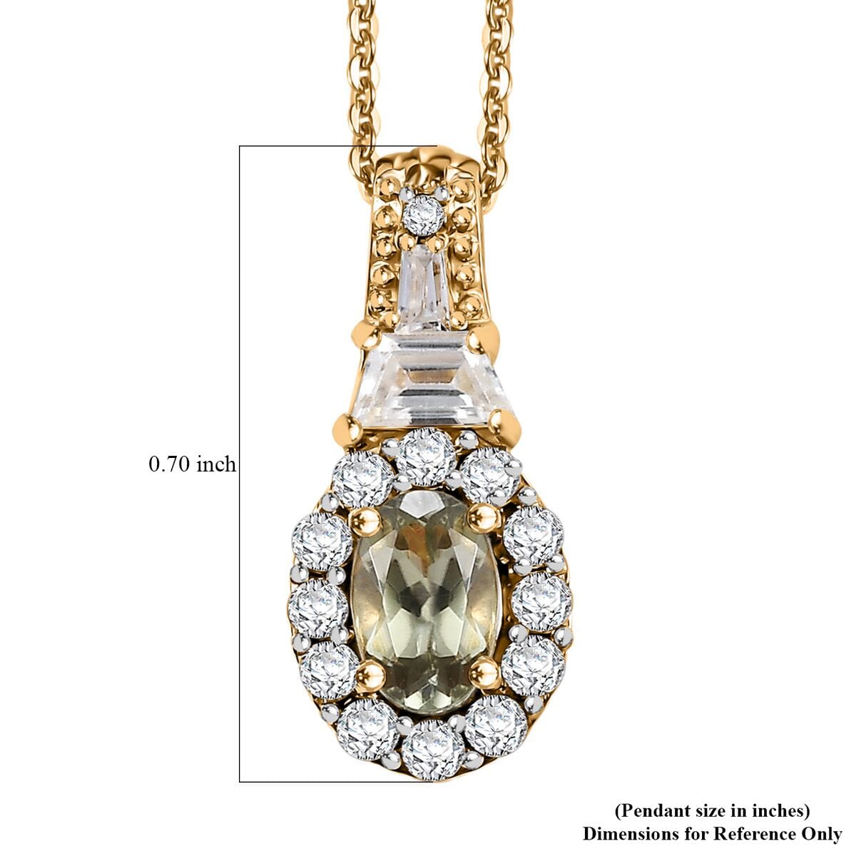 AAA Turkizite and White Zircon 1.35 ctw Vintage Halo Pendant Necklace in 18K Vermeil Yellow Gold Over Sterling Silver 20 Inches image number 6