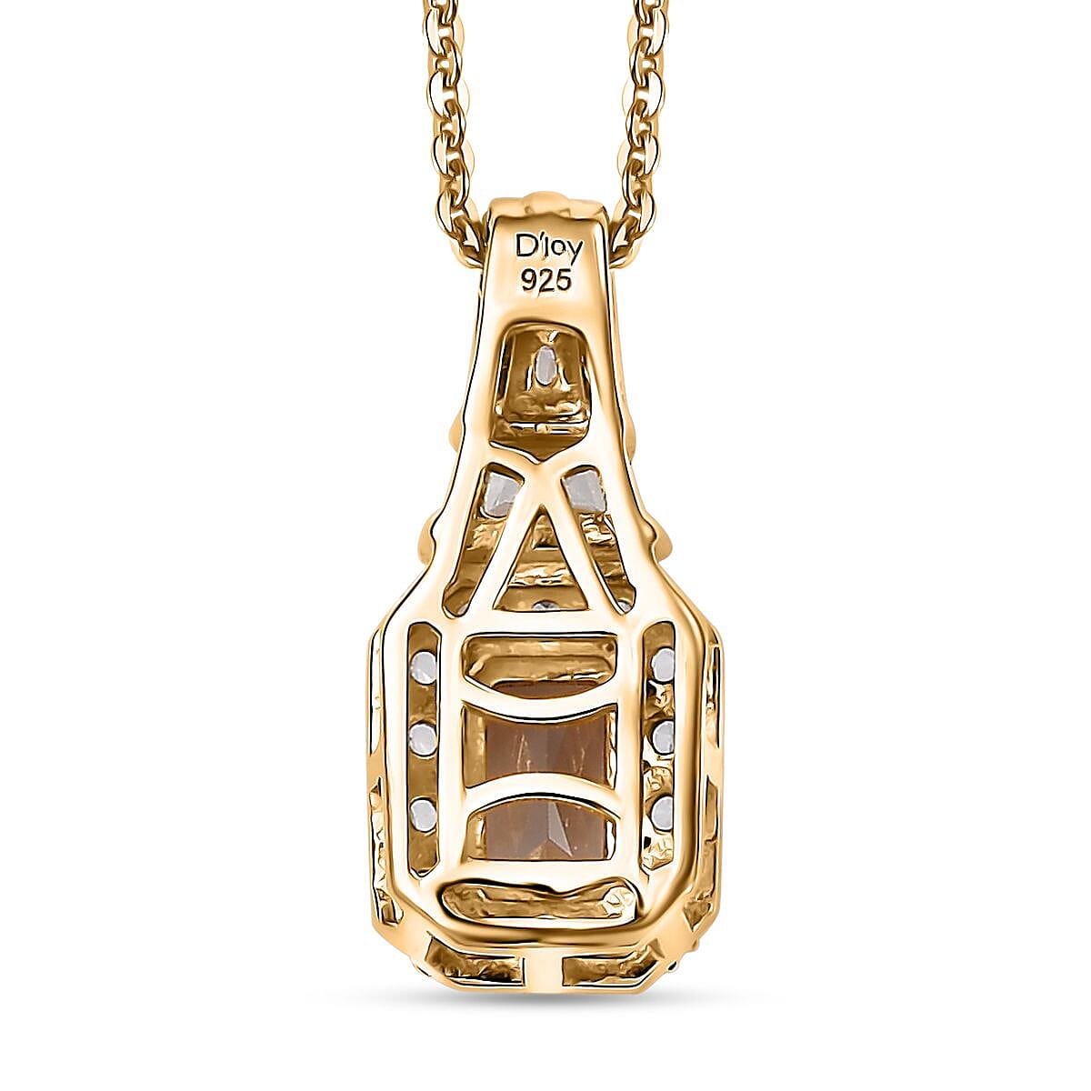 AAA Turkizite and White Zircon 1.30 ctw Vintage Halo Pendant Necklace in 18K Vermeil Yellow Gold Over Sterling Silver 20 Inches image number 4