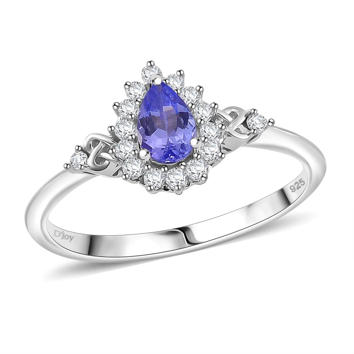 Tanzanite and White Zircon 1.40 ctw Heart & Arrows Ring (Size 10.0), Pendant Necklace 18 Inches in Rhodium Over Sterling Silver image number 2