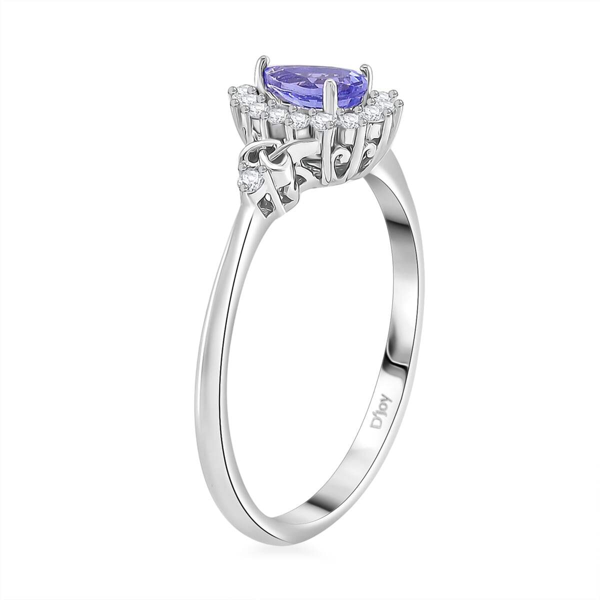 Tanzanite and White Zircon 1.40 ctw Heart & Arrows Ring (Size 10.0), Pendant Necklace 18 Inches in Rhodium Over Sterling Silver image number 3