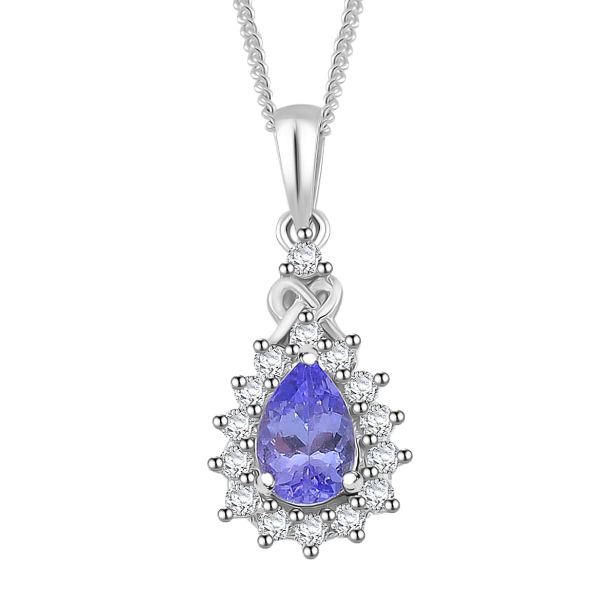 Tanzanite and White Zircon 1.40 ctw Heart & Arrows Ring (Size 10.0), Pendant Necklace 18 Inches in Rhodium Over Sterling Silver image number 5