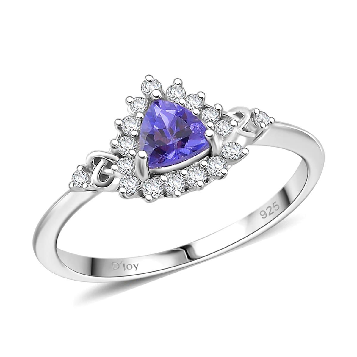 Tanzanite and White Zircon 1.50 ctw Heart & Arrows Ring (Size 9.0), Pendant Necklace 18 Inches in Rhodium Over Sterling Silver image number 2