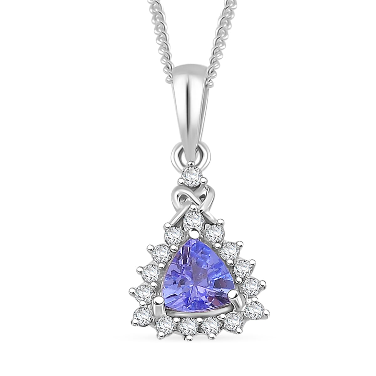 Tanzanite and White Zircon 1.50 ctw Heart & Arrows Ring (Size 9.0), Pendant Necklace 18 Inches in Rhodium Over Sterling Silver image number 5