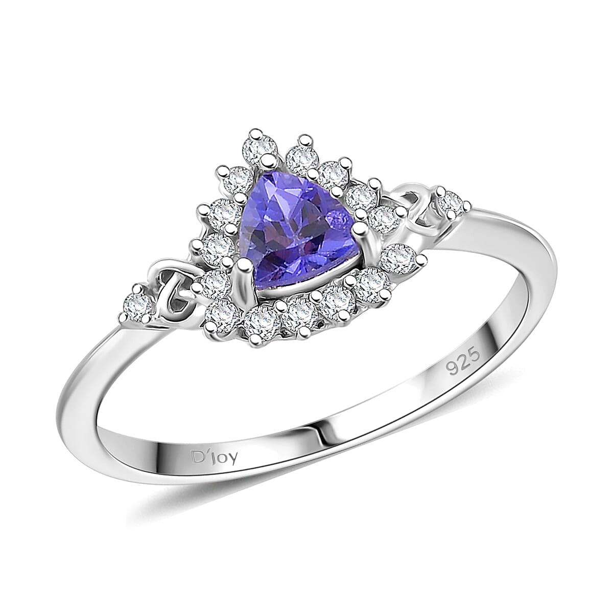 Tanzanite and White Zircon 1.50 ctw Heart & Arrows Ring (Size 10.0), Pendant Necklace 18 Inches in Rhodium Over Sterling Silver image number 2