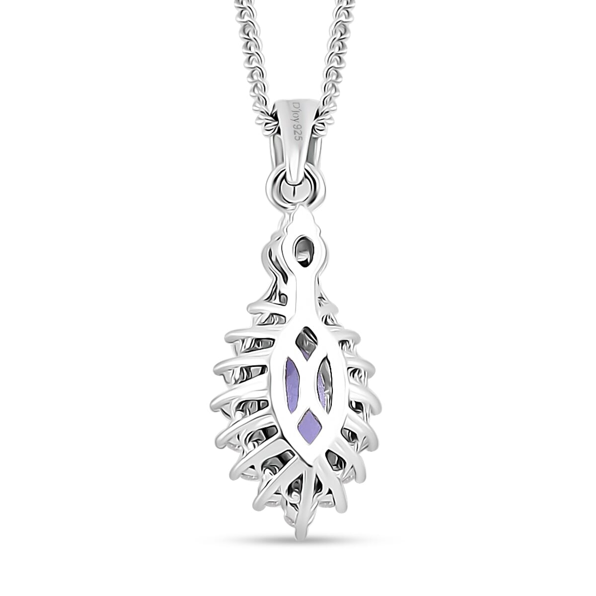 Tanzanite and White Zircon 1.75 ctw Heart & Arrows Ring (Size 6.0), Pendant Necklace 18 Inches in Rhodium Over Sterling Silver image number 7