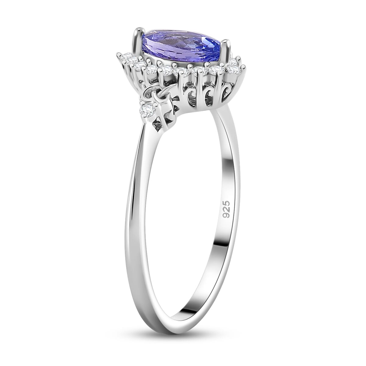 Tanzanite and White Zircon 1.75 ctw Heart & Arrows Ring (Size 8.0), Pendant Necklace 18 Inches in Rhodium Over Sterling Silver image number 3