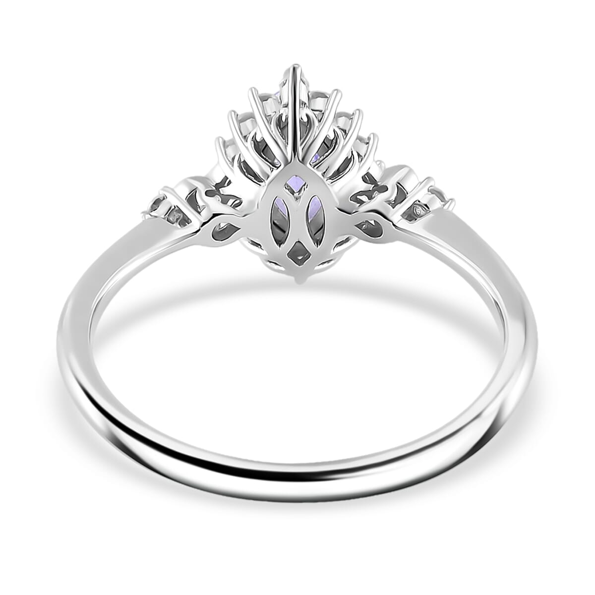Tanzanite and White Zircon 1.75 ctw Heart & Arrows Ring (Size 8.0), Pendant Necklace 18 Inches in Rhodium Over Sterling Silver image number 4