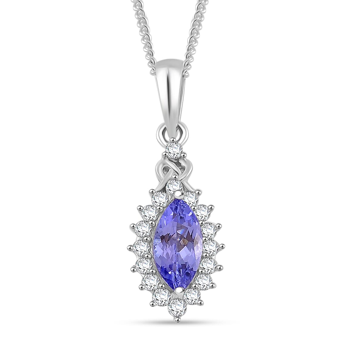 Tanzanite and White Zircon 1.75 ctw Heart & Arrows Ring (Size 8.0), Pendant Necklace 18 Inches in Rhodium Over Sterling Silver image number 5