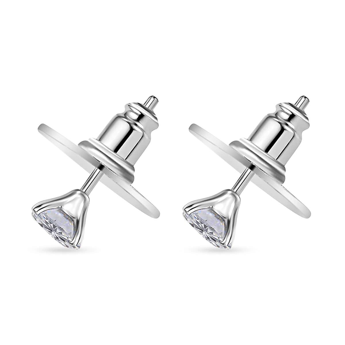 Set of 3 Moissanite 2.90 ctw Solitaire Stud Earrings in Rhodium Over Sterling Silver image number 4