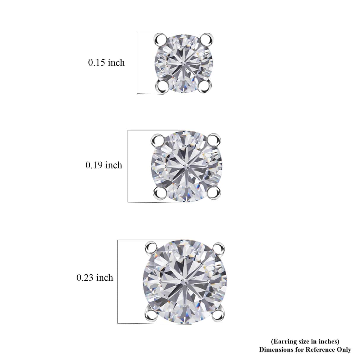 Set of 3 Moissanite 2.90 ctw Solitaire Stud Earrings in Rhodium Over Sterling Silver image number 6