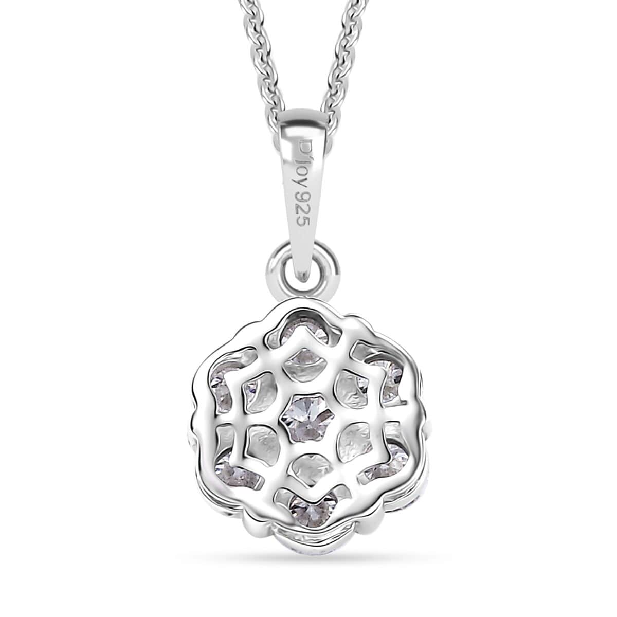 Moissanite 1.30 ctw Floral Pendant Necklace in Rhodium Over Sterling Silver 20 Inches image number 4