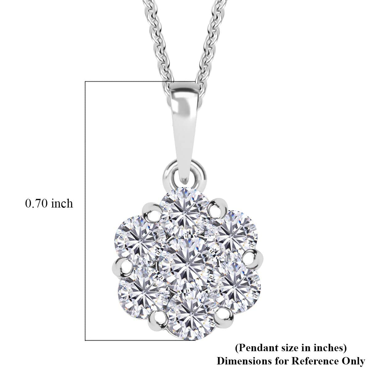 Moissanite 1.30 ctw Floral Pendant Necklace in Rhodium Over Sterling Silver 20 Inches image number 5