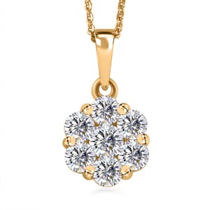 Moissanite 1.30 ctw Floral Pendant Necklace in 18K Vermeil Yellow Gold Over Sterling Silver 20 Inches