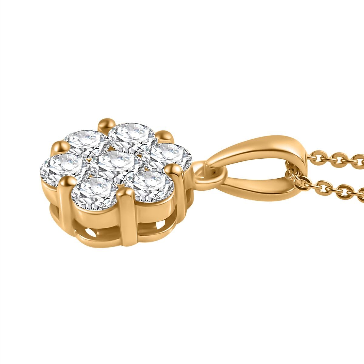 Moissanite 1.30 ctw Floral Pendant Necklace in 18K Vermeil Yellow Gold Over Sterling Silver 20 Inches image number 3