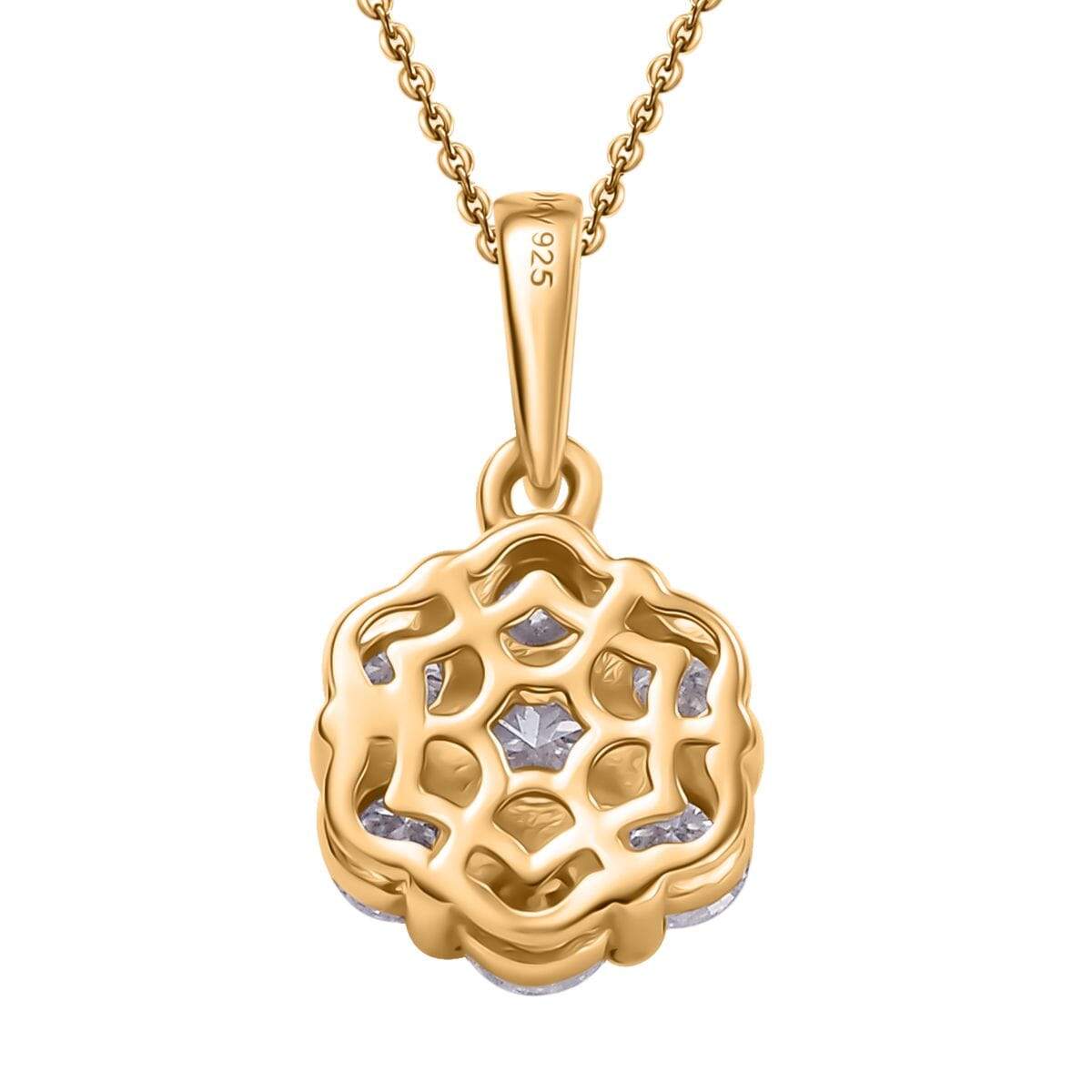 Moissanite 1.30 ctw Floral Pendant Necklace in 18K Vermeil Yellow Gold Over Sterling Silver 20 Inches image number 4