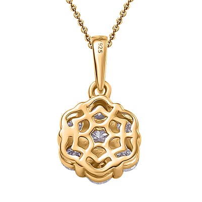 Moissanite 1.30 ctw Floral Pendant Necklace in 18K Vermeil Yellow Gold Over Sterling Silver 20 Inches