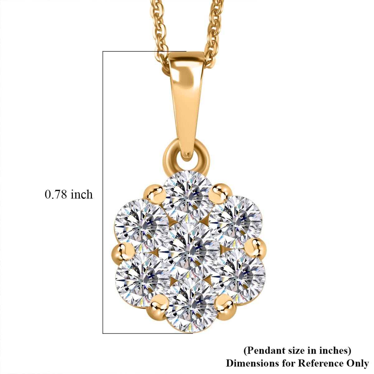 Moissanite 1.30 ctw Floral Pendant Necklace in 18K Vermeil Yellow Gold Over Sterling Silver 20 Inches image number 5
