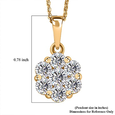 Moissanite 1.30 ctw Floral Pendant Necklace in 18K Vermeil Yellow Gold Over Sterling Silver 20 Inches