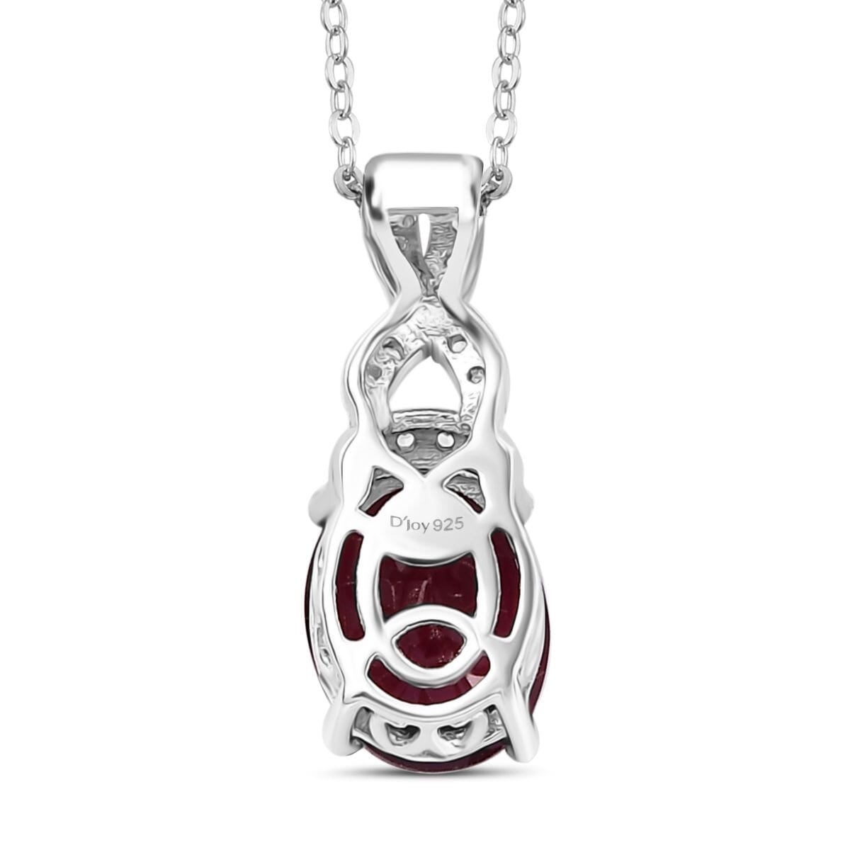 Premium Niassa Ruby (FF) and White Zircon 3.00 ctw Pendant Necklace in Rhodium Over Sterling Silver 20 Inches image number 4