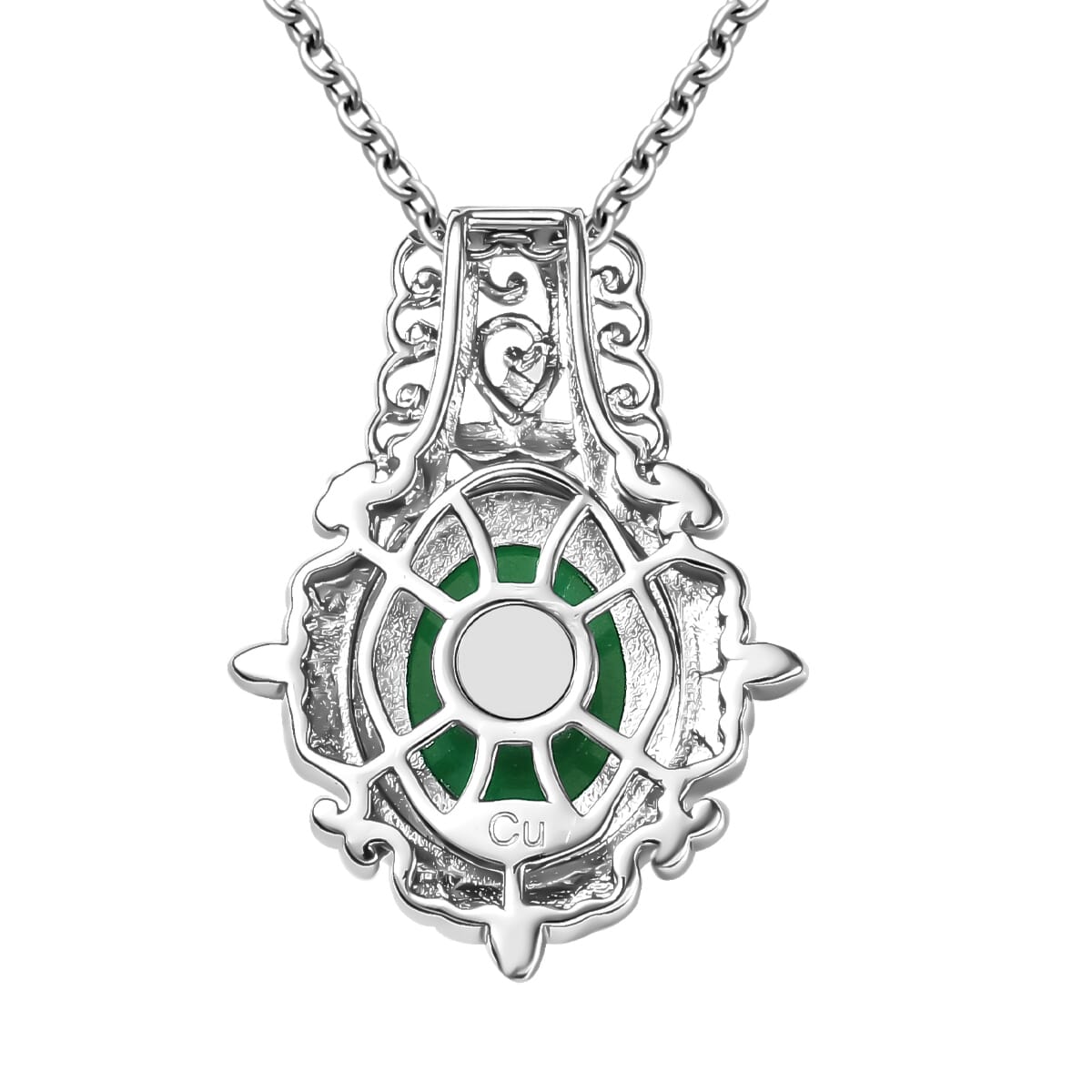 Green Jade (D) 17.40 ctw Earrings, Ring (Size 5.0) and Pendant in 14K YG and Platinum Over Copper with Magnet with Stainless Steel Necklace 20 Inches image number 7