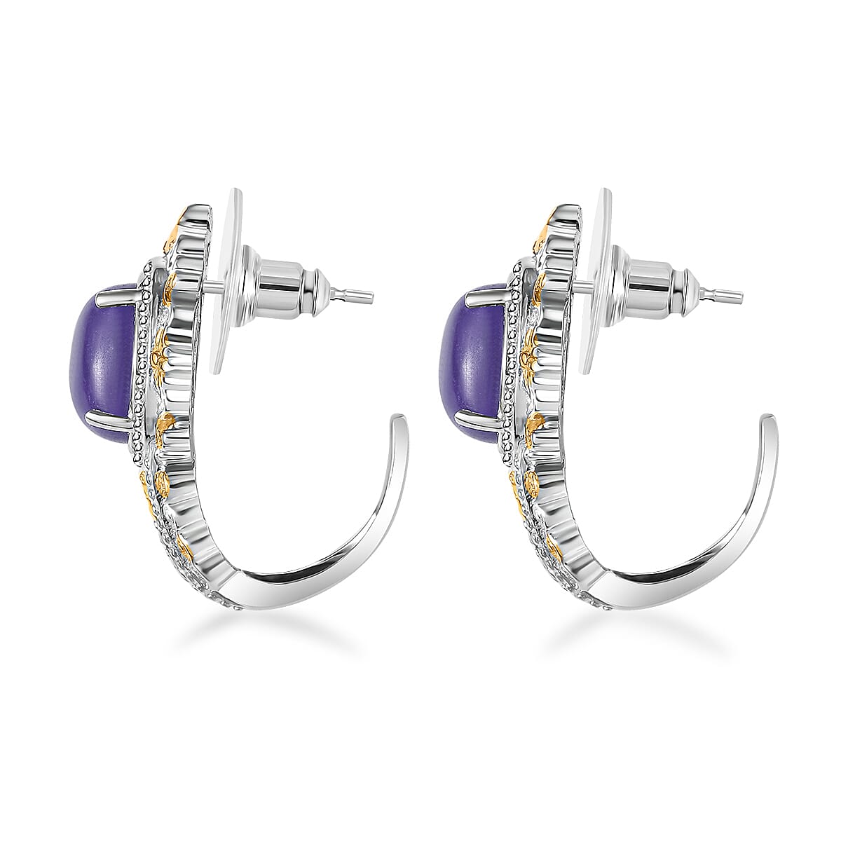 Purple Jade (D) 18.20 ctw Earrings, Ring (Size 9.0) and Pendant in 14K YG and Platinum Over Copper with Magnet with Stainless Steel Necklace (20 Inches)  image number 8