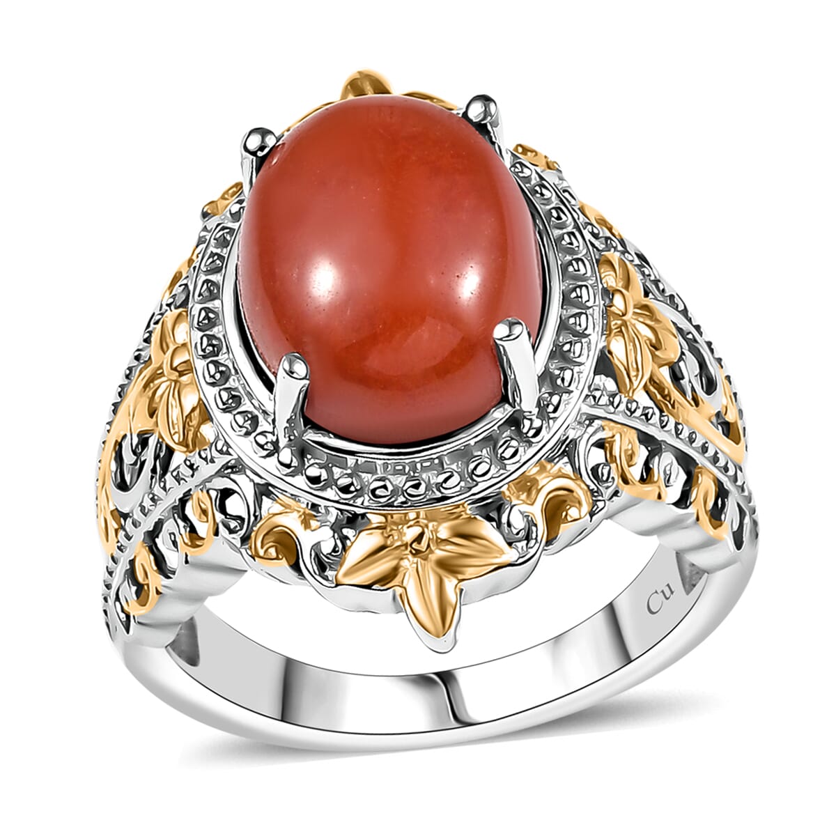 Red Jade (D) 17.40 ctw Earrings, Ring (Size 9.0) and Pendant in 14K YG and Platinum Over Copper with Magnet with Stainless Steel Necklace 20 Inches image number 3