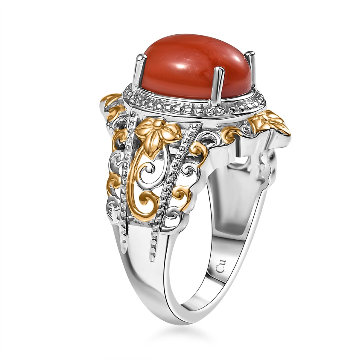 Red Jade (D) 17.40 ctw Earrings, Ring (Size 9.0) and Pendant in 14K YG and Platinum Over Copper with Magnet with Stainless Steel Necklace 20 Inches image number 4