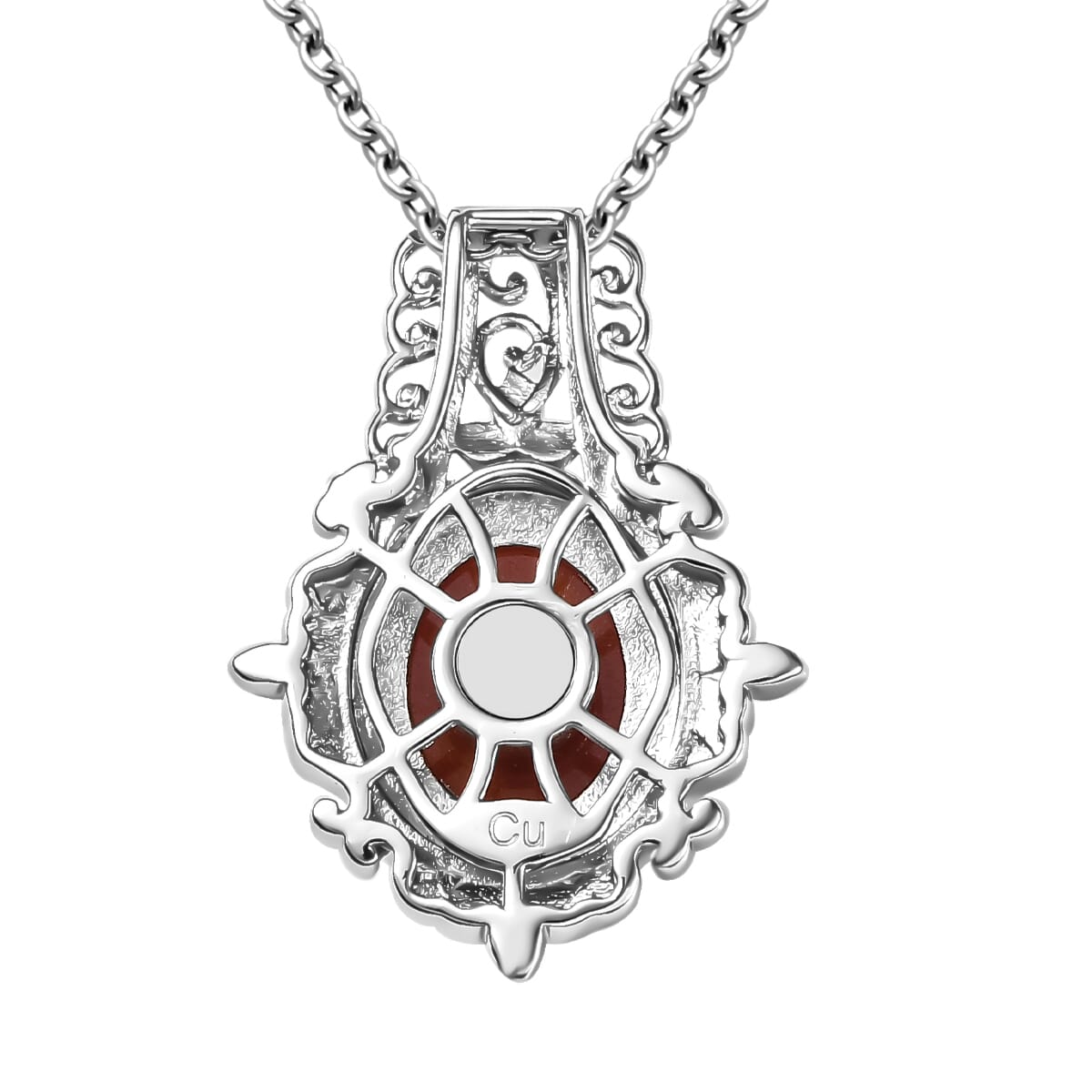 Red Jade (D) 17.40 ctw Earrings, Ring (Size 9.0) and Pendant in 14K YG and Platinum Over Copper with Magnet with Stainless Steel Necklace 20 Inches image number 7