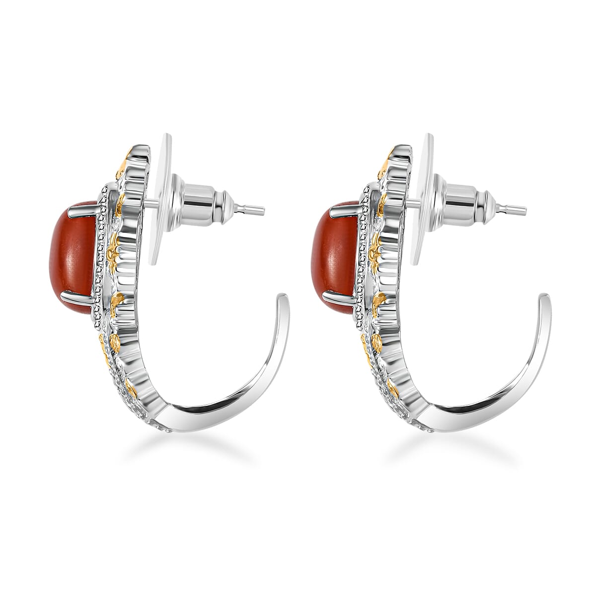 Red Jade (D) 17.40 ctw Earrings, Ring (Size 9.0) and Pendant in 14K YG and Platinum Over Copper with Magnet with Stainless Steel Necklace 20 Inches image number 8