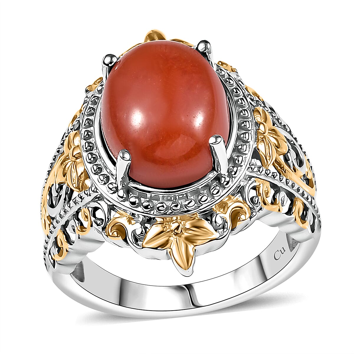 Red Jade (D) 17.40 ctw Earrings, Ring (Size 6.0) and Pendant in 18K YG and Platinum Over Copper with Magnet with Stainless Steel Necklace (20 Inches) image number 3