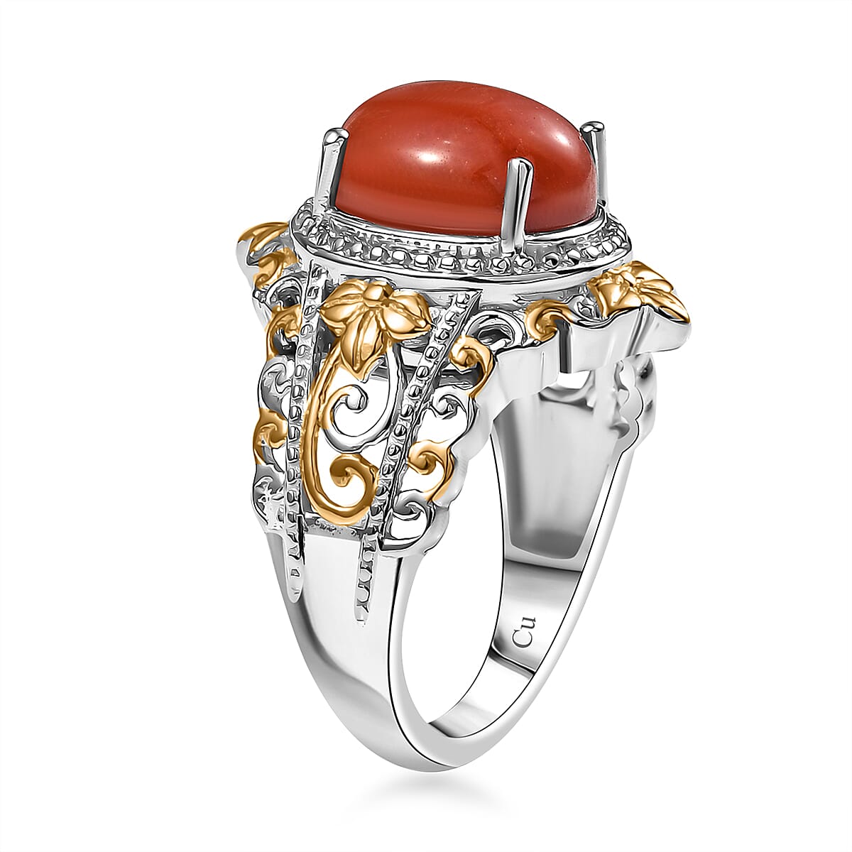 Red Jade (D) 17.40 ctw Earrings, Ring (Size 6.0) and Pendant in 18K YG and Platinum Over Copper with Magnet with Stainless Steel Necklace (20 Inches) image number 4