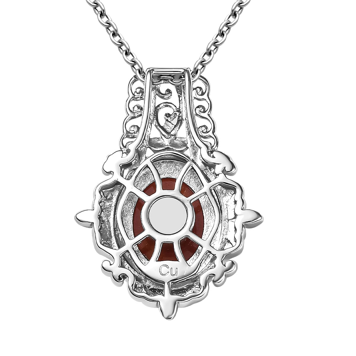 Red Jade (D) 17.40 ctw Earrings, Ring (Size 6.0) and Pendant in 18K YG and Platinum Over Copper with Magnet with Stainless Steel Necklace (20 Inches) image number 7
