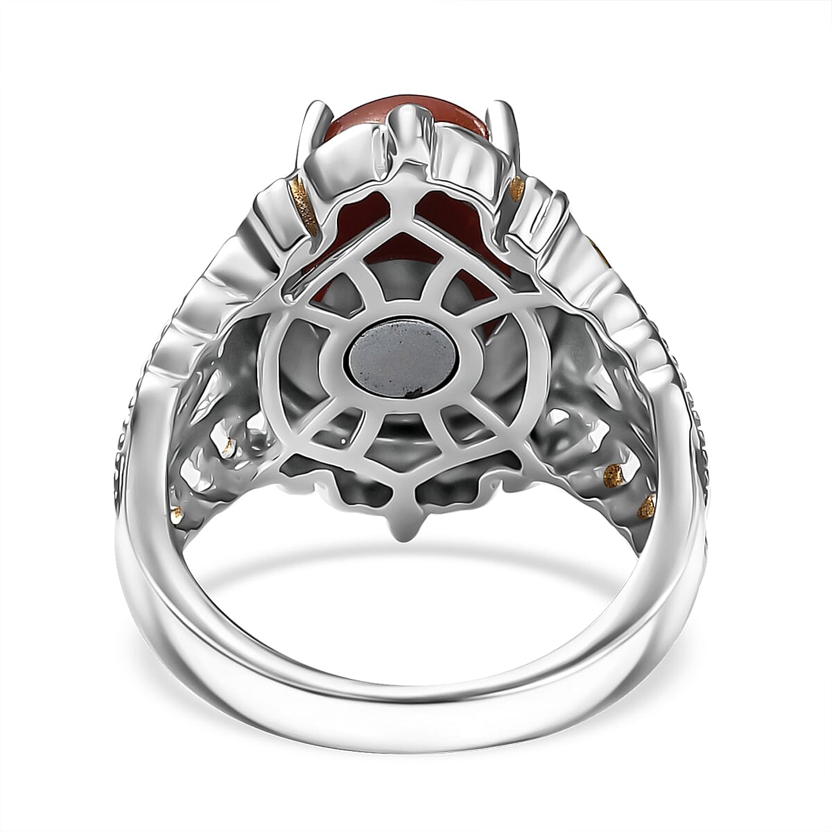 Red Jade (D) 17.40 ctw Earrings, Ring (Size 7.0) and Pendant in 14K YG and Platinum Over Copper with Magnet with Stainless Steel Necklace (20 Inches) image number 5