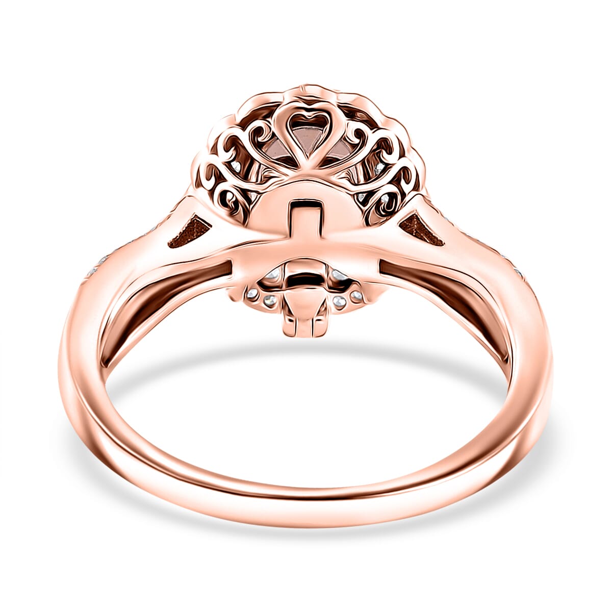 Marropino Morganite and White Zircon 1.90 ctw Interchangeable Double Halo Ring (Size 5.00) and Pendant Necklace 18 Inches in 18K Vermeil Rose Gold Over Sterling Silver image number 5
