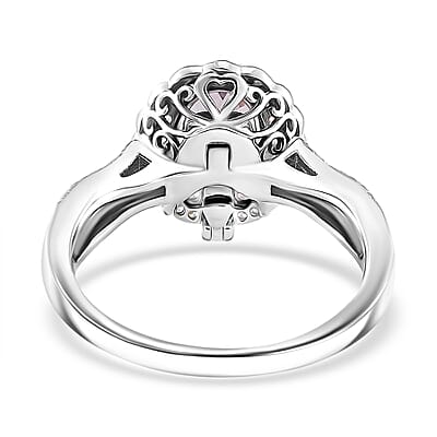 Martha Rocha Kunzite and White Zircon 2.55 ctw Interchangeable Double Halo Ring (Size 9.00), Pendant Necklace (18 Inches) in 18K Vermeil RG and Rhodium Over Sterling Silver